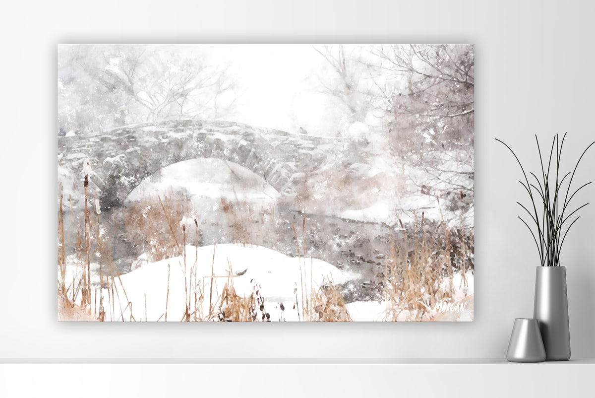 Snowy Gapstow Bridge Canvas 60&quot;x40&quot;