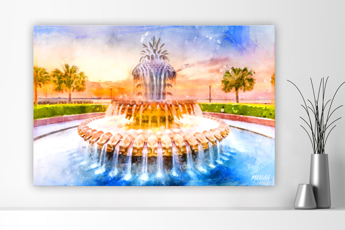 Pineapple Fountain Giclee Canvas 60&quot;x40&quot;