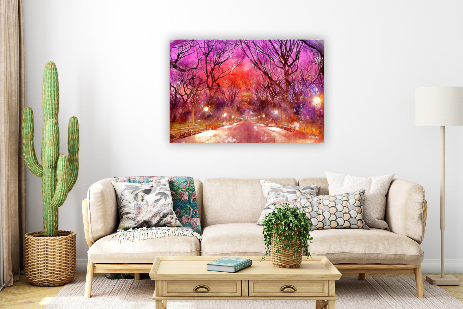 Central Park Watercolor Canvas in Room