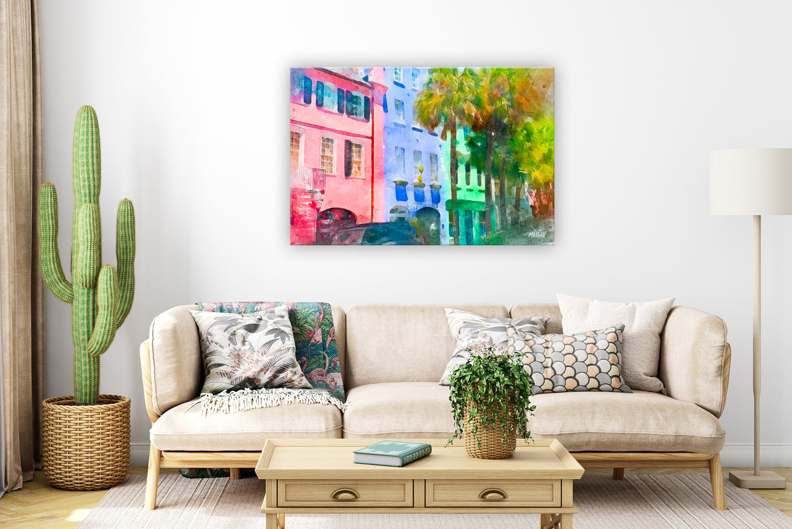 Rainbow Row Giclee Canvas in Room