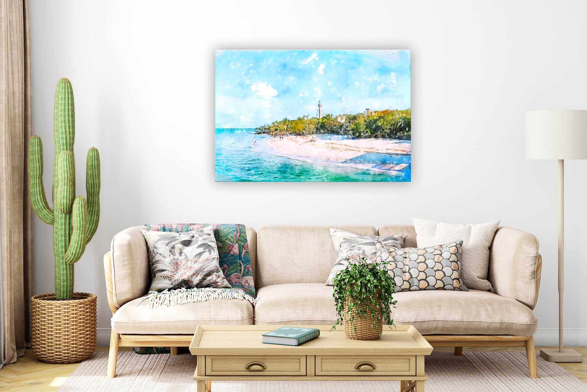 Sanibel Lighthouse Canvas in room