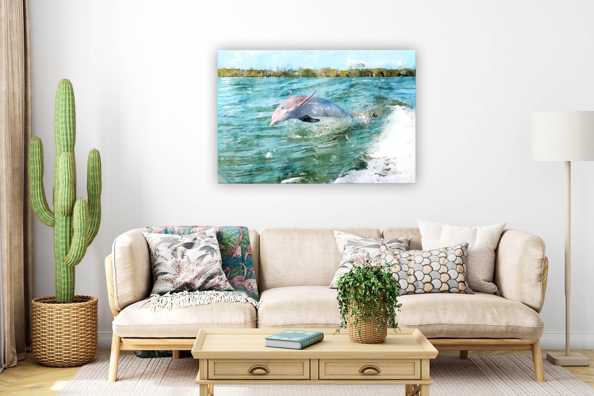 Dolphin Canvas in room