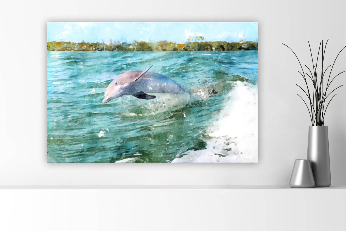 Dolphin 36x24 Canvas Wall Art