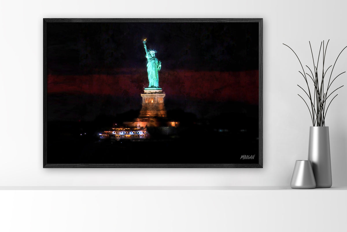 Statue of Liberty 36&quot;x24&quot; Canvas Black Frame