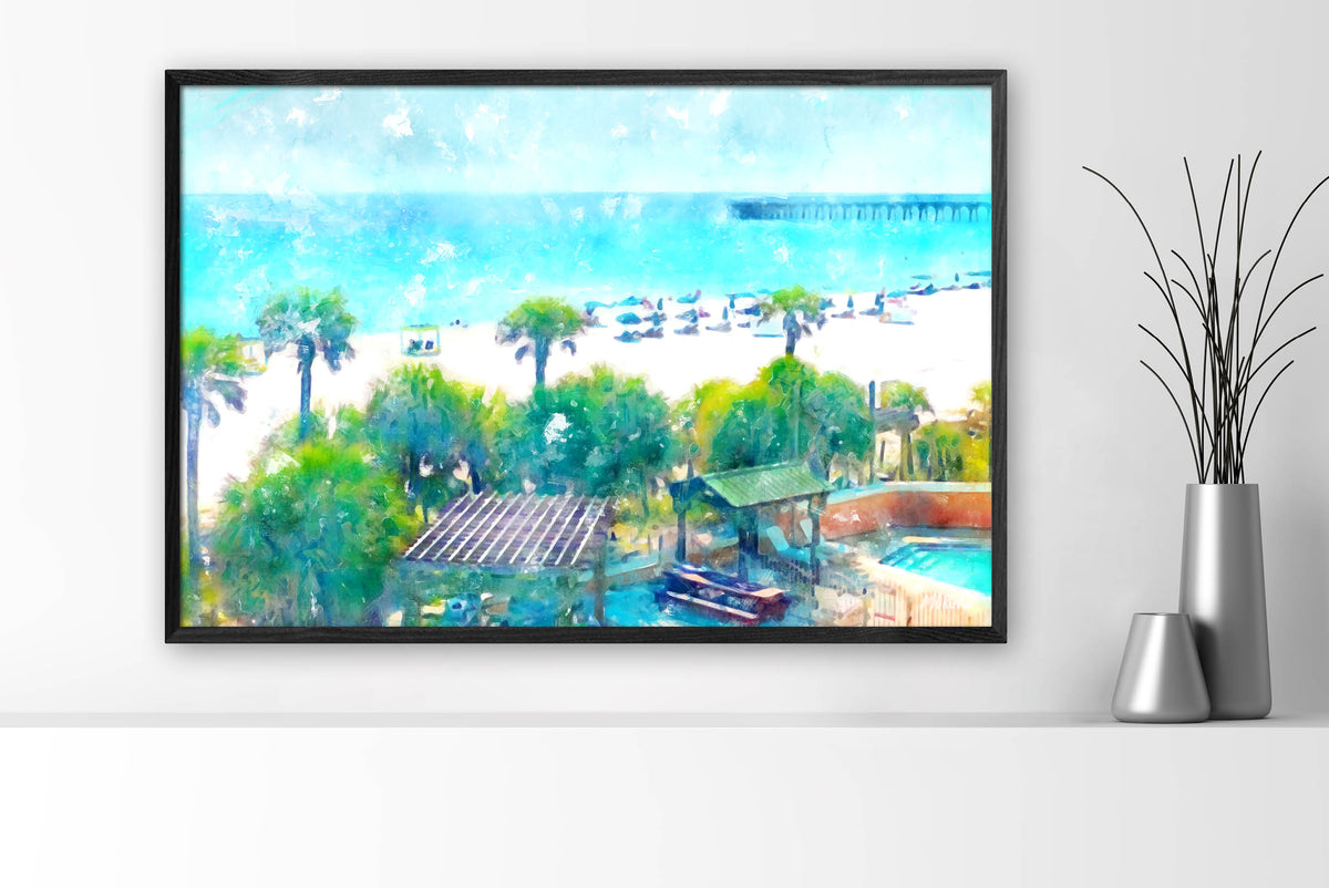 From the Balcony - PCB 36x24 Canvas in black frame Wall Art