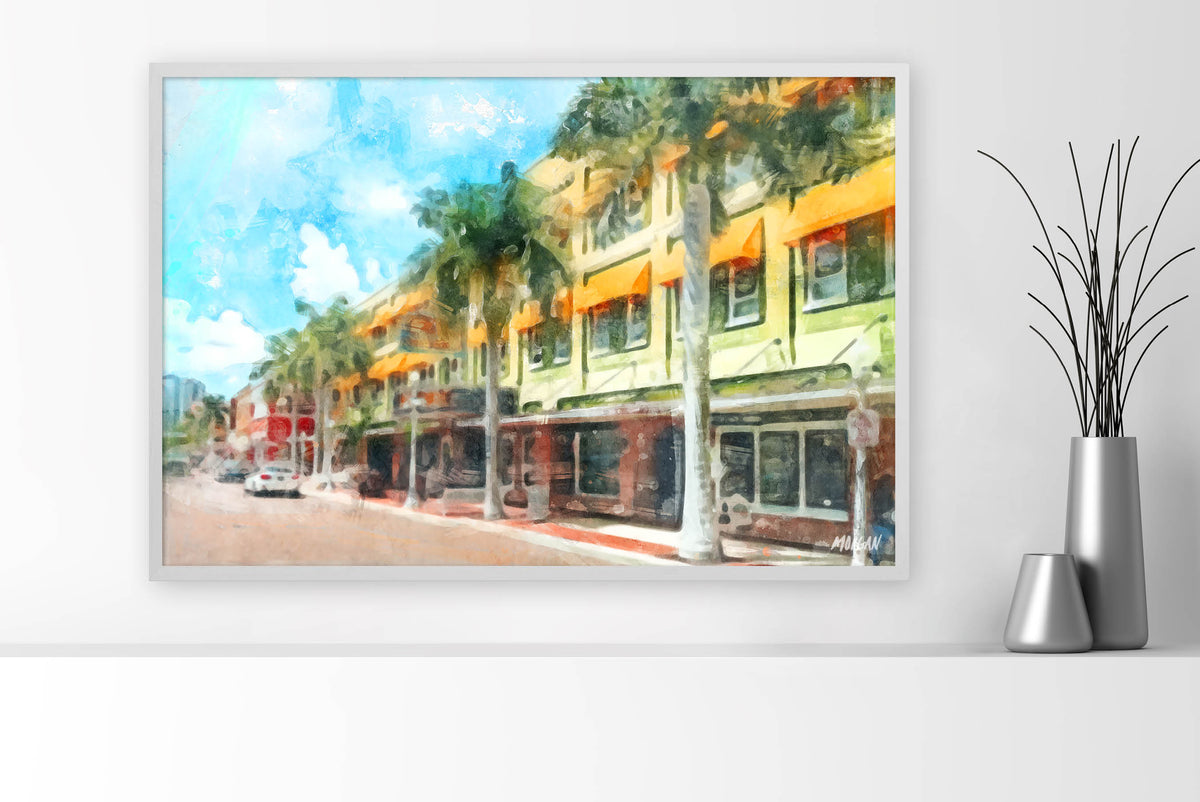 First Street Fort Myers Canvas 36x24 White Frame