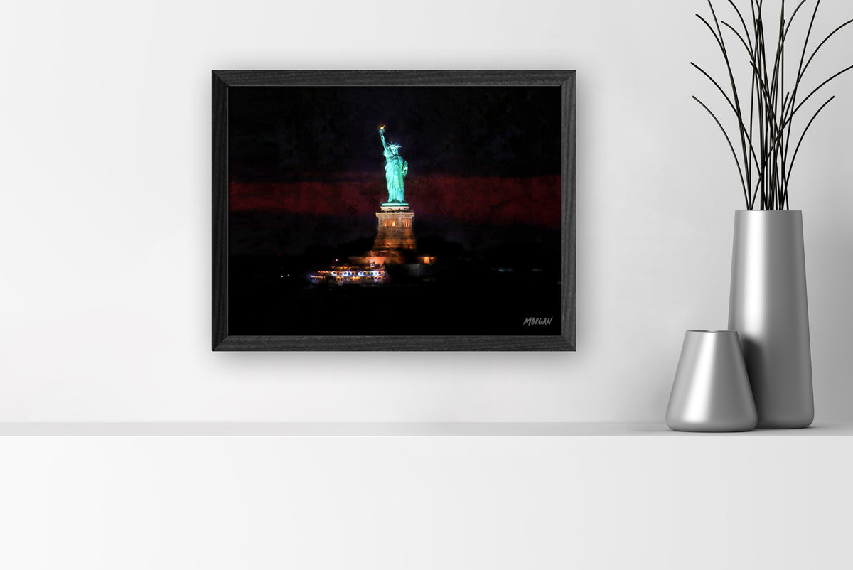 Statue of Liberty 16&quot;x12&quot; Canvas Black Frame