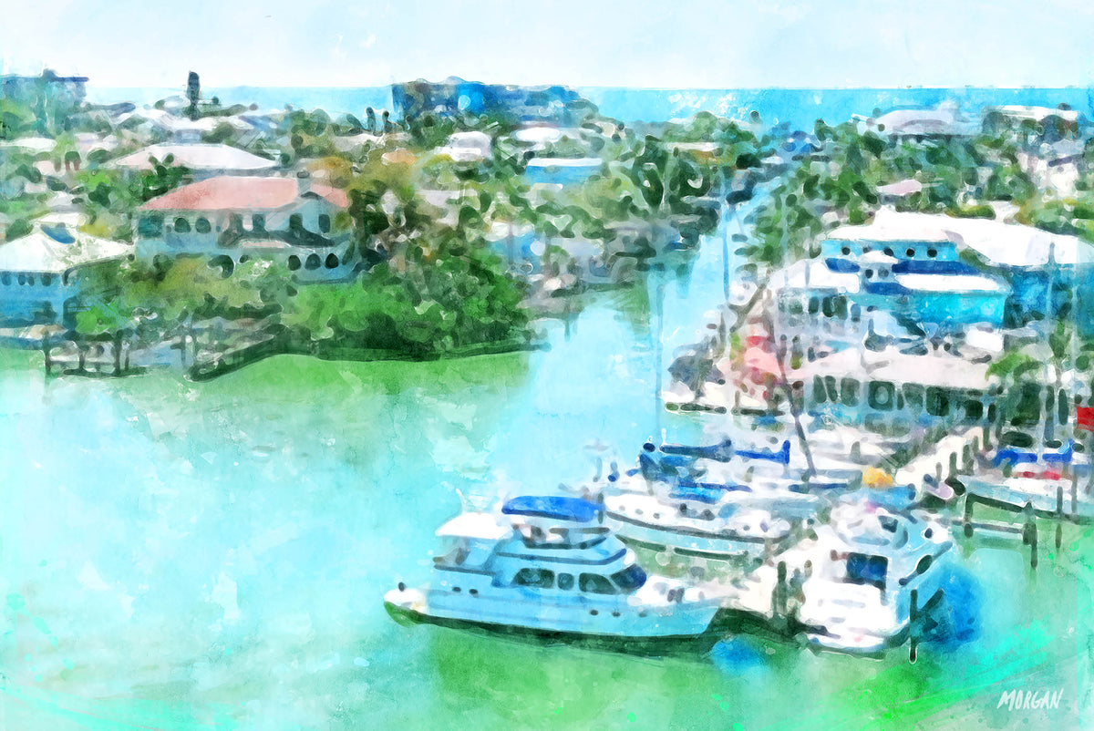 Matanzas Harbor Florida Watercolor Painting