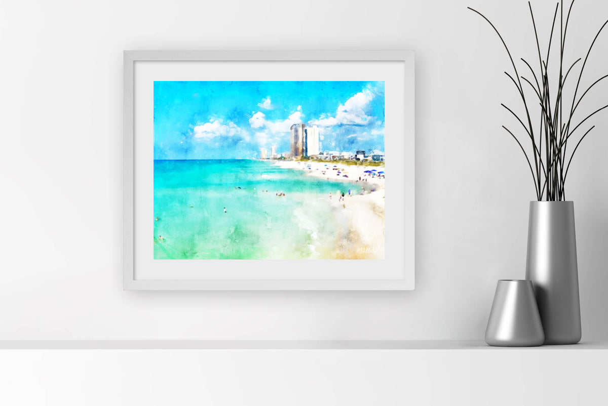 20 x 16 Panama City Beach White Framed Art Prints