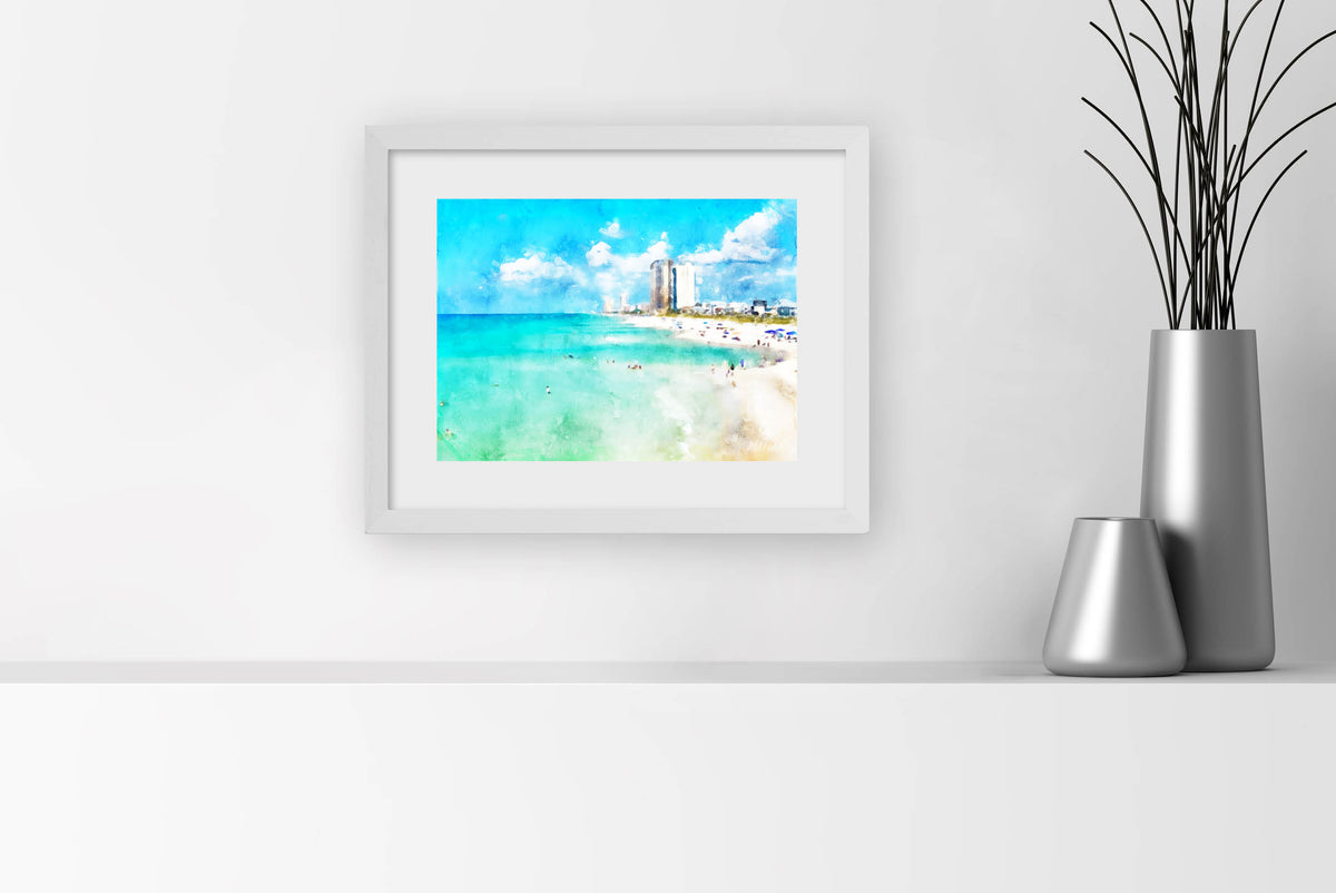 14 x 11 Panama City Beach White Framed Art Prints