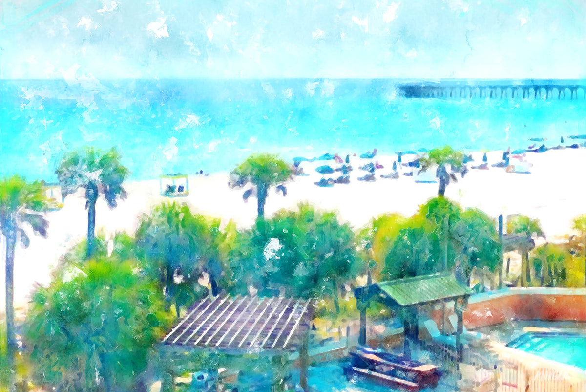 From the Balcony - Panama City Beach Water Color Art Print