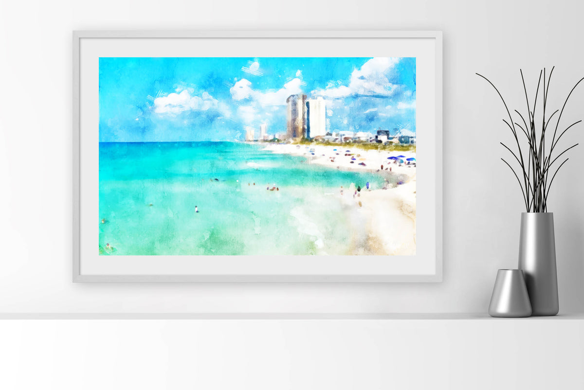 36 x 24 Panama City Beach White Framed Art Prints