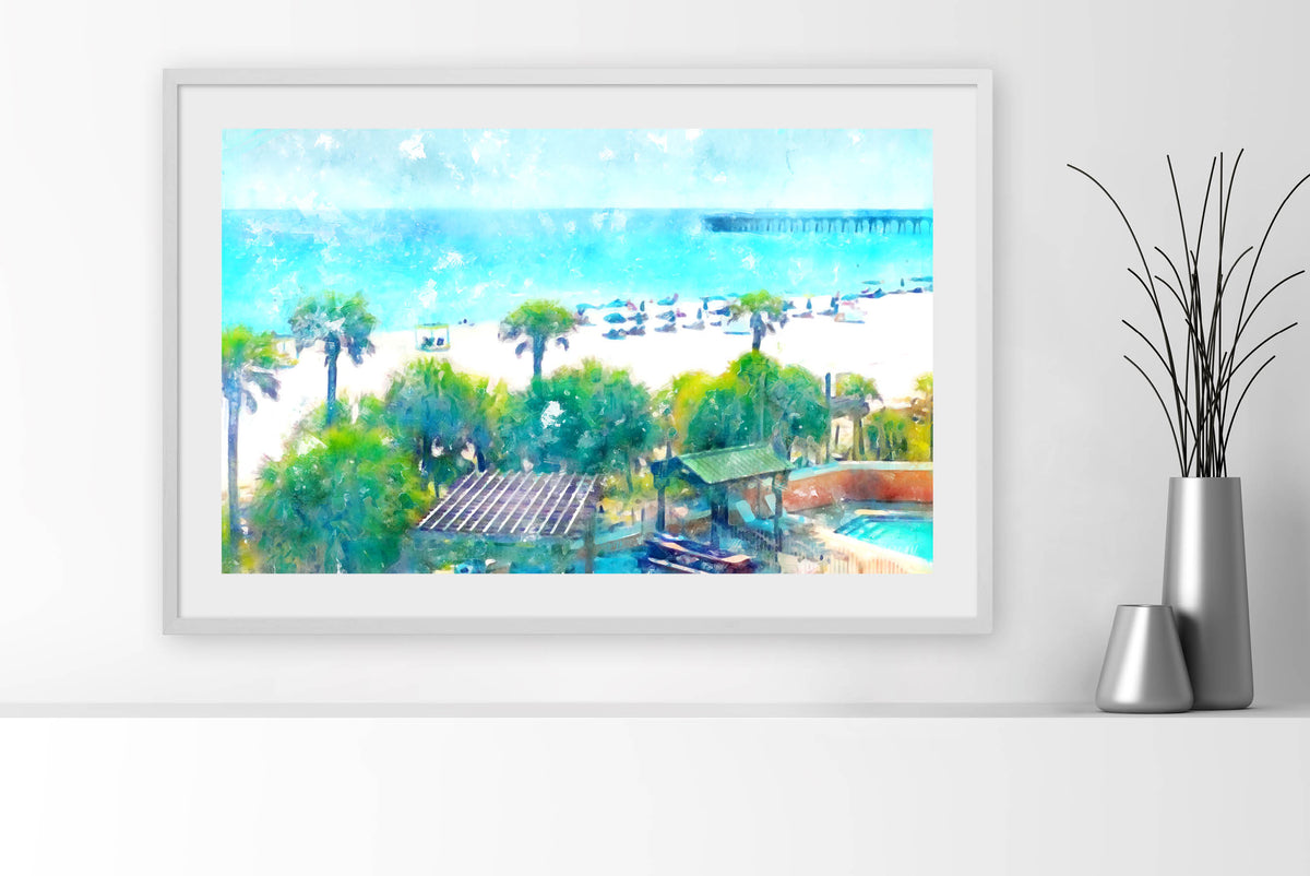 36 x 24 From the Balcony Panama City Beach White Framed Art Print