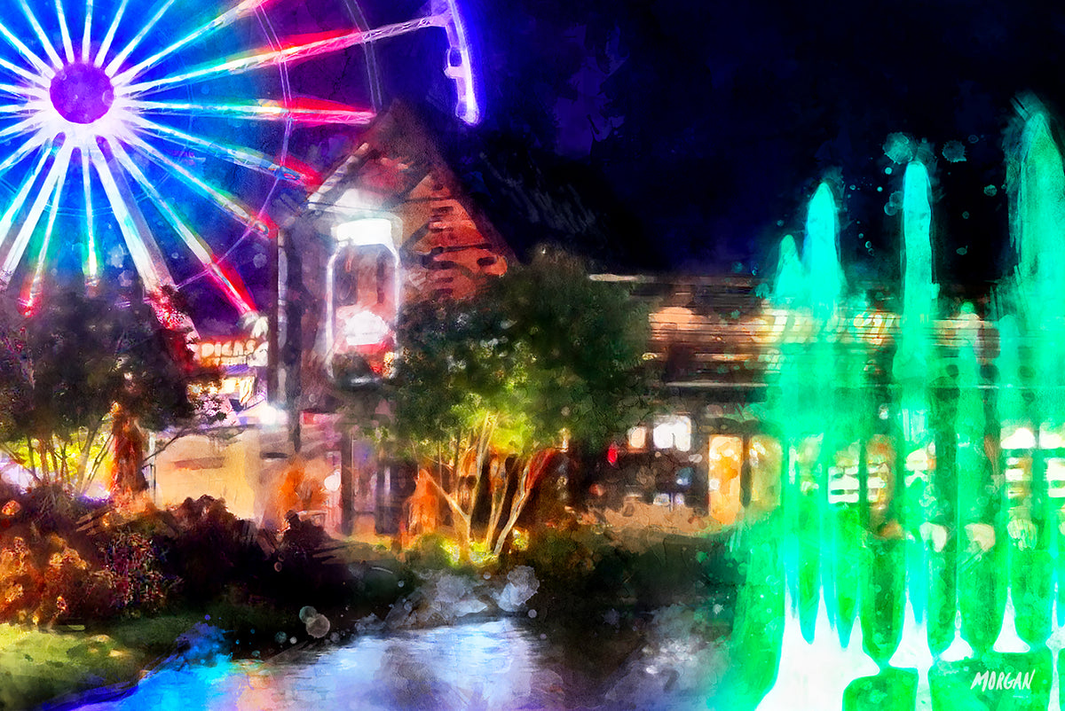 The Fountain at Pigeon Forge Wall Art