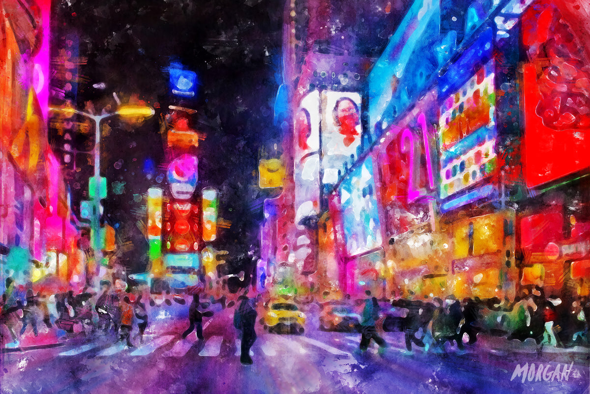 Times Square Watercolor Greeting Card