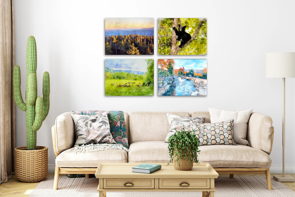 Smoky Mountains art canvases set of four unframed.